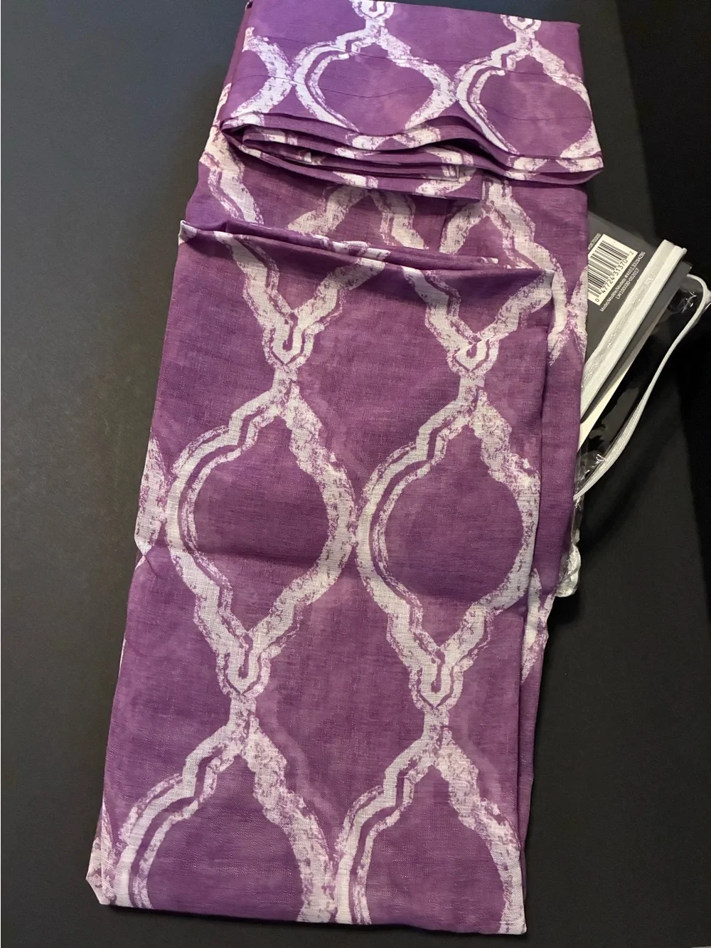 Purple & white curtains set
